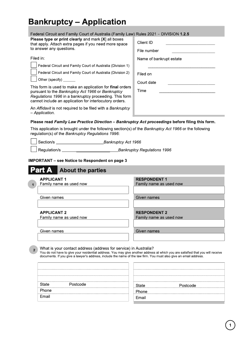 FCFCOA BANK1 Application Bankruptcy preview