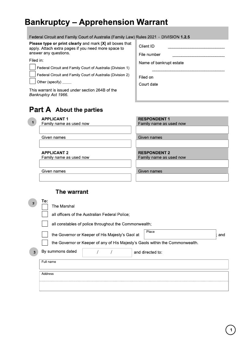 FCFCOA BANK4 Bankruptcy Apprehension Warrant preview